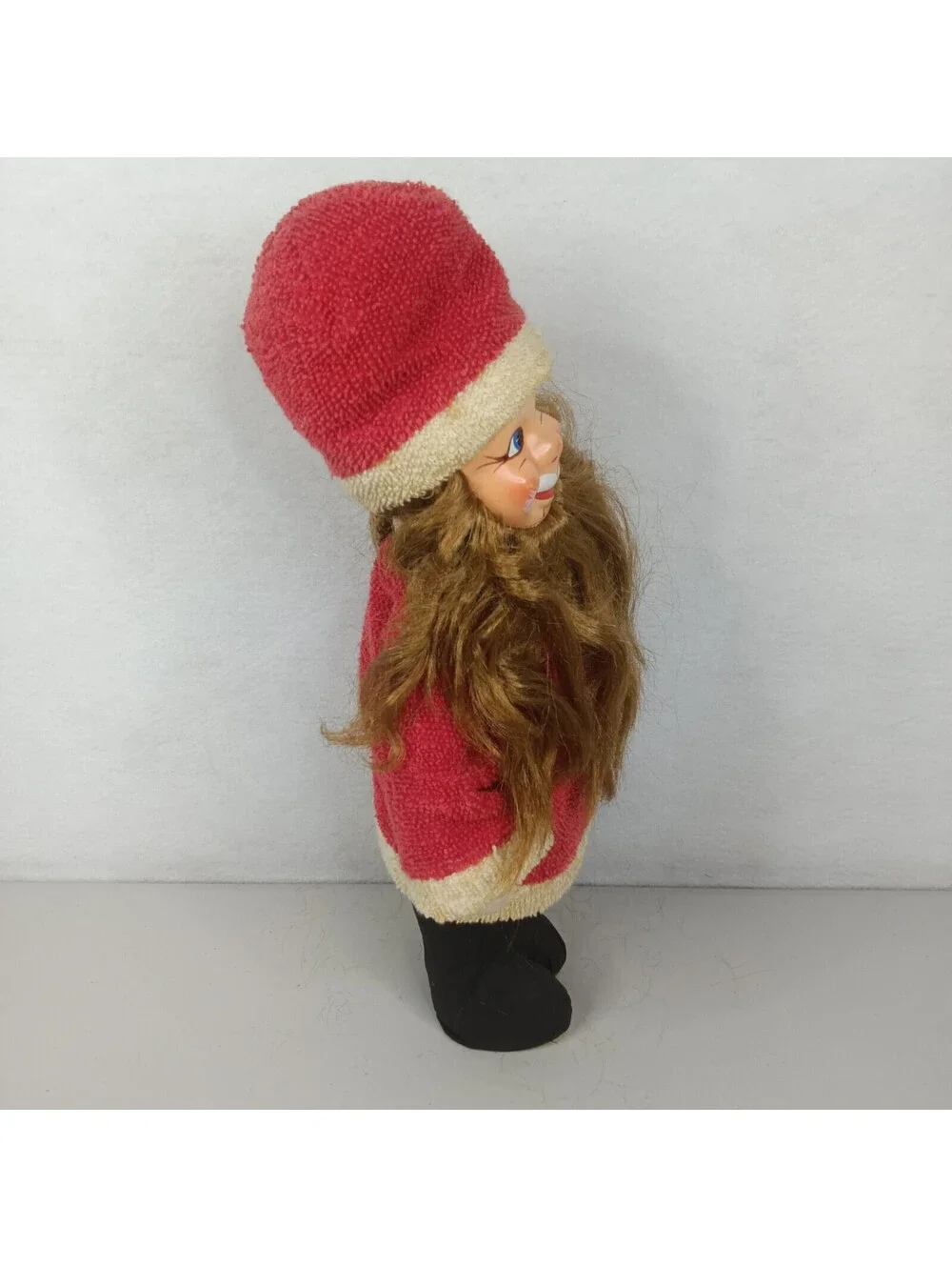 Vintage Kitschy Hand Painted Santa Claus Doll with Brown Beard